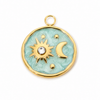 Galaxis-Charm rund mit Sonne & Mond – Emaille in 3 Farben | 18K vergoldet