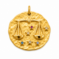 Sternzeichen Charm Gold – Zodiac Anhänger mit bunten Zirkonia | 18K vergoldet
