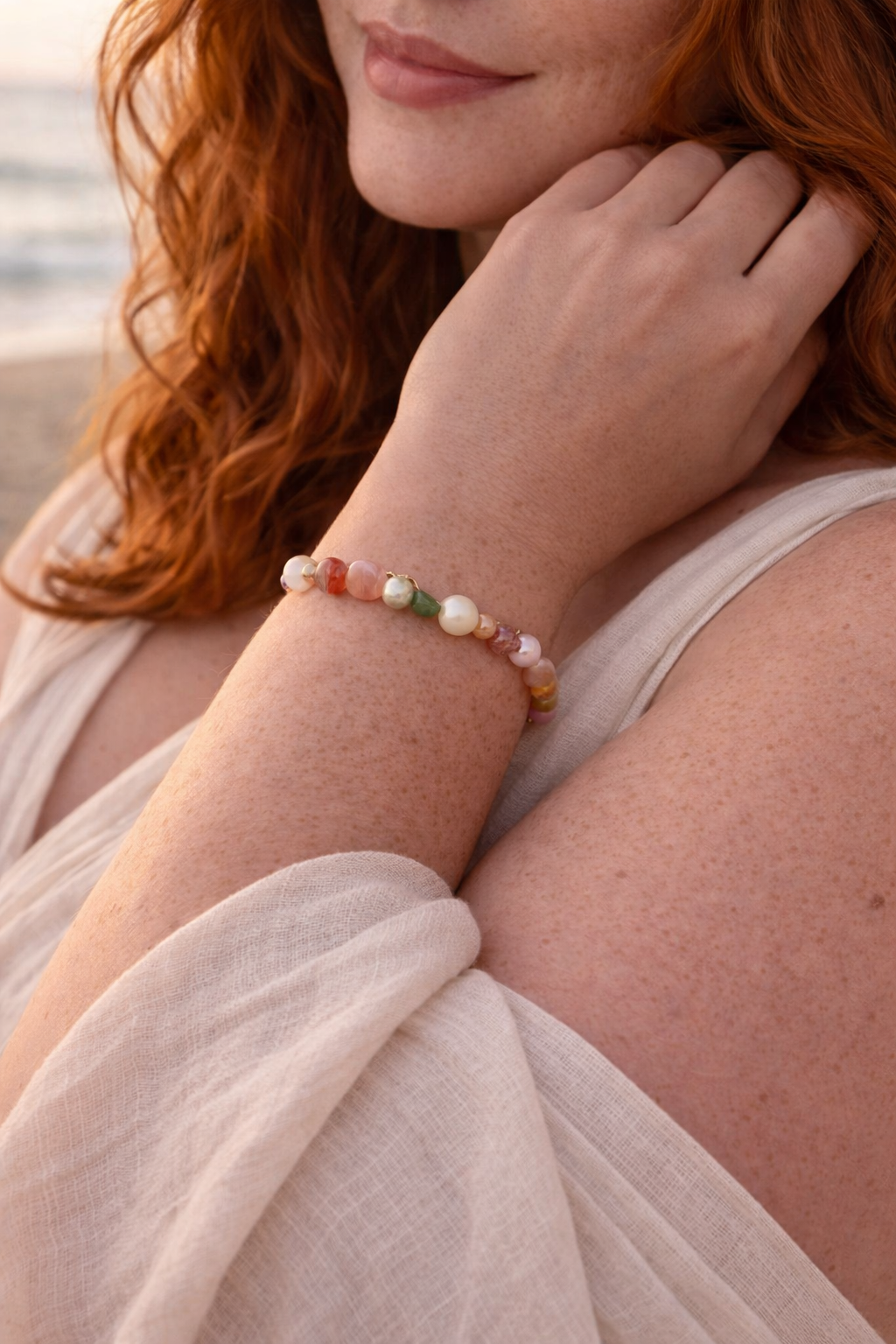 Wild Garden – Handgefertigtes buntes Armband aus Süßwasserperlen, Aventurin & Glasperlen