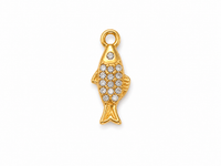 Fisch-Charm klein mit Zirkonia – Maritimer Anhänger | Edelstahl 18K vergoldet