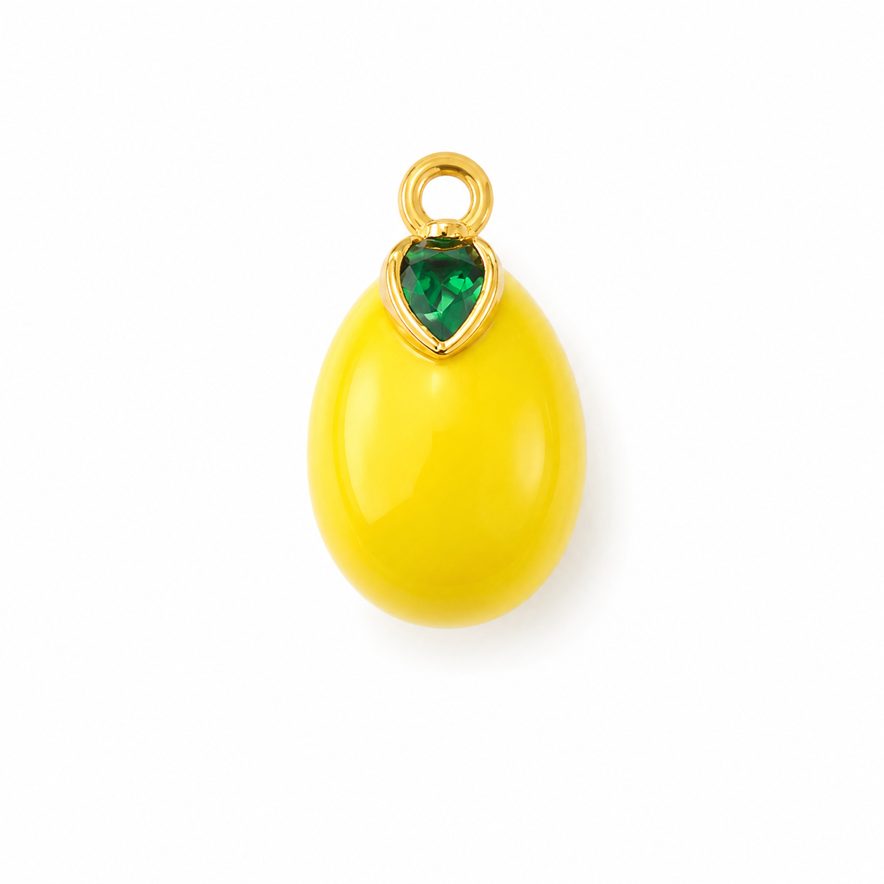 Kleiner Zitronen-Charm mit gelber Emaille 3D, 18K vergoldeter Edelstahl, von BARLA