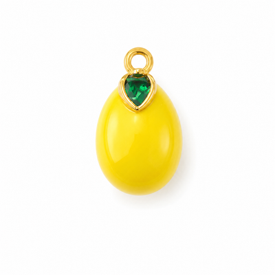Kleiner Zitronen-Charm mit gelber Emaille 3D, 18K vergoldeter Edelstahl, von BARLA