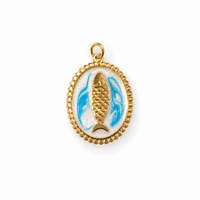 Fisch Medaillon Charm – Maritimer Anhänger mit Emaille in 3 Farben | 18K vergoldet