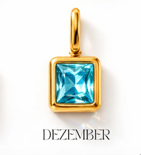 Geburtsstein Anhänger Gold – Quadratischer Monatsstein mit Zirkonia | 18K vergoldet