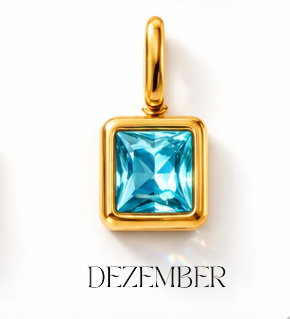Geburtsstein Anhänger Gold – Quadratischer Monatsstein mit Zirkonia | 18K vergoldet