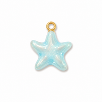 Seestern Anhänger Gold – 3D Charm in Babyblau | 18K vergoldet