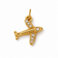 Flugzeug Anhänger Gold – Reise Charm mit Zirkonia | 18K vergoldet