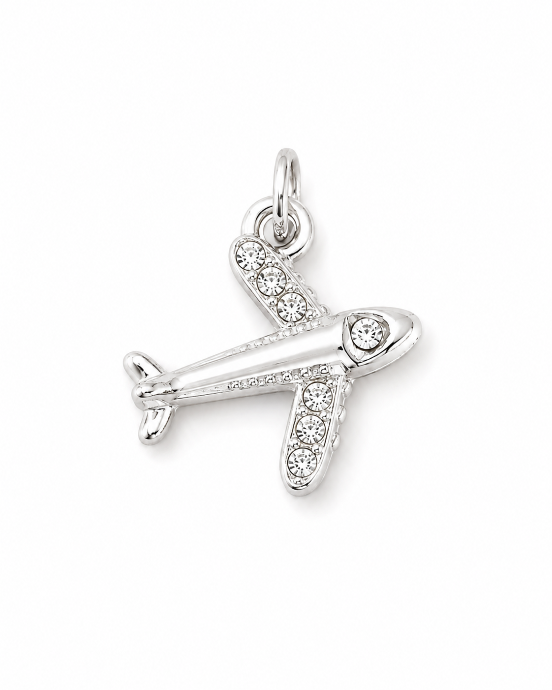 Flugzeug Anhänger mit Zirkonia aus Edelstahl in Silber
