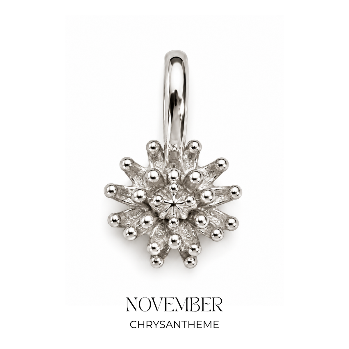 Geburtsblume November: Chrysantheme als silberner Anhänger aus nickelfreiem Edelstahl von BARLA