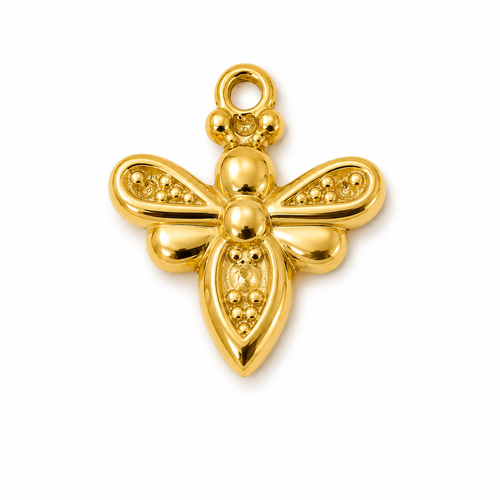 Kleine Biene Anhänger aus Edelstahl, 18K vergoldet