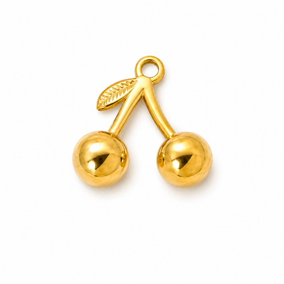 Kirsche Anhänger Gold – Kleiner Frucht Charm | Edelstahl vergoldet