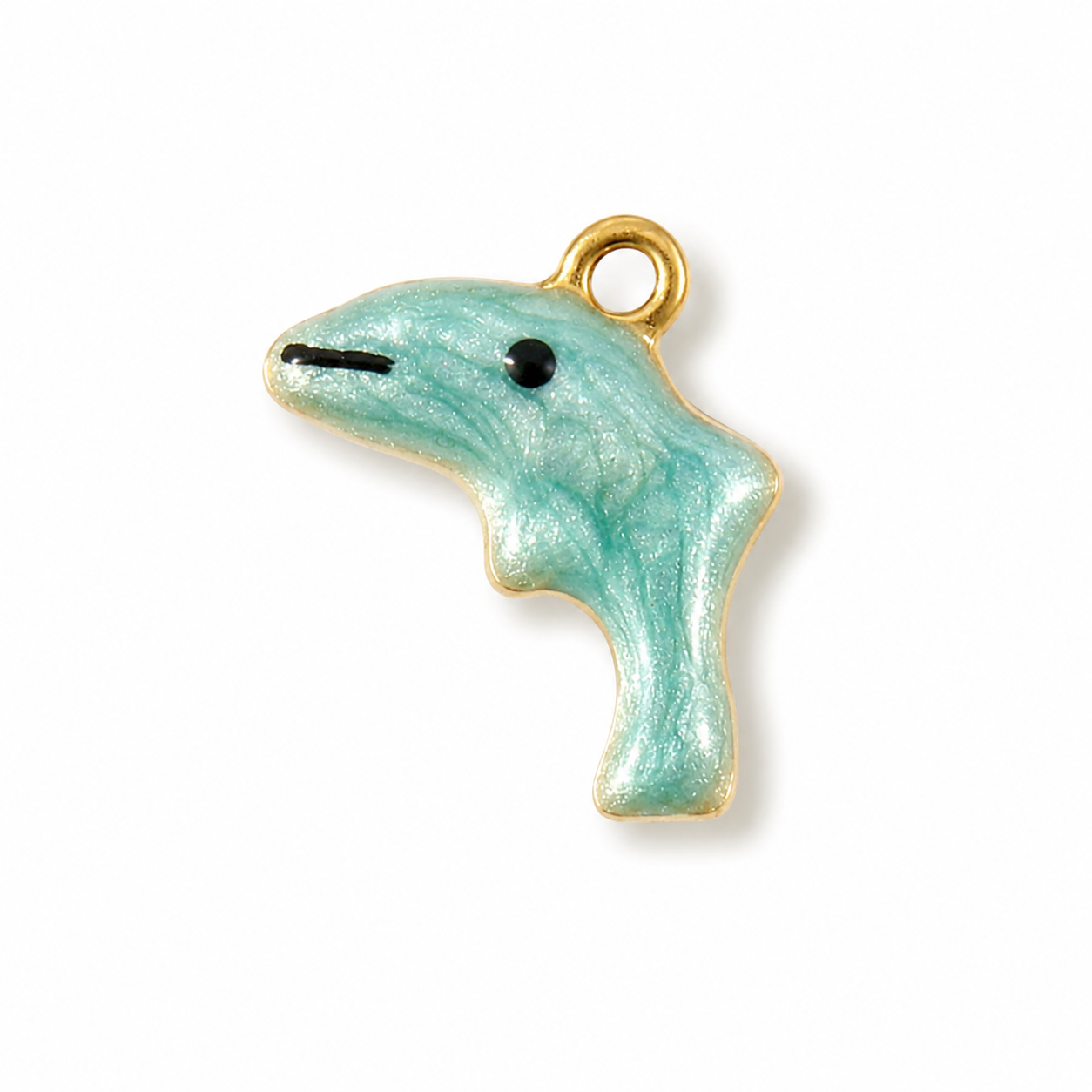 Kleiner Wal Anhänger mit blauer Emaille und Perlmutt, 18K vergoldet