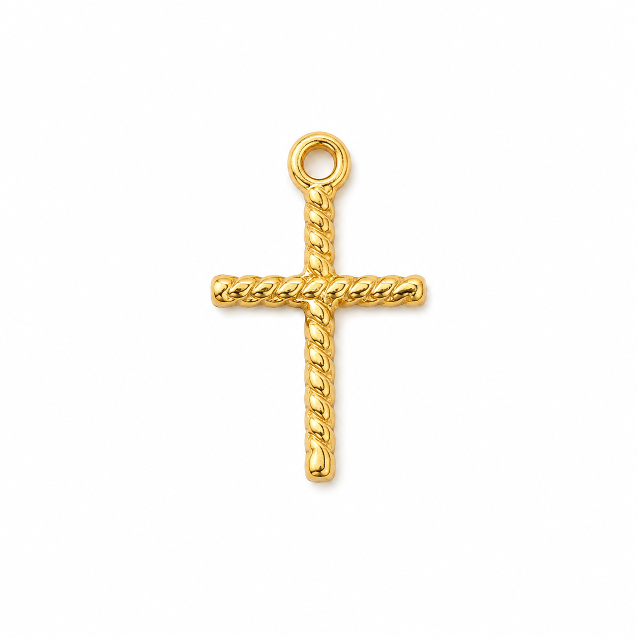 Strukturiertes Kreuz Anhänger aus Edelstahl, 18K vergoldet