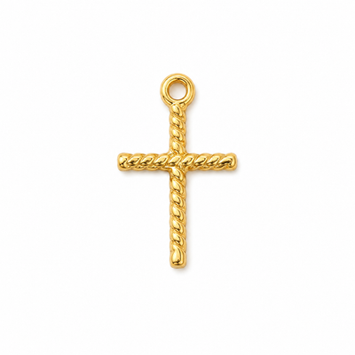 Kreuz Anhänger Gold – Strukturierter Kreuz Charm | 18K vergoldet