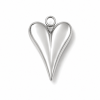 Längliches Herz Anhänger Silber – Schlichter Herz Charm | Edelstahl