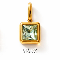 Geburtsstein Anhänger Gold – Quadratischer Monatsstein mit Zirkonia | 18K vergoldet