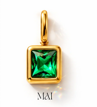 Geburtsstein Anhänger Gold – Quadratischer Monatsstein mit Zirkonia | 18K vergoldet