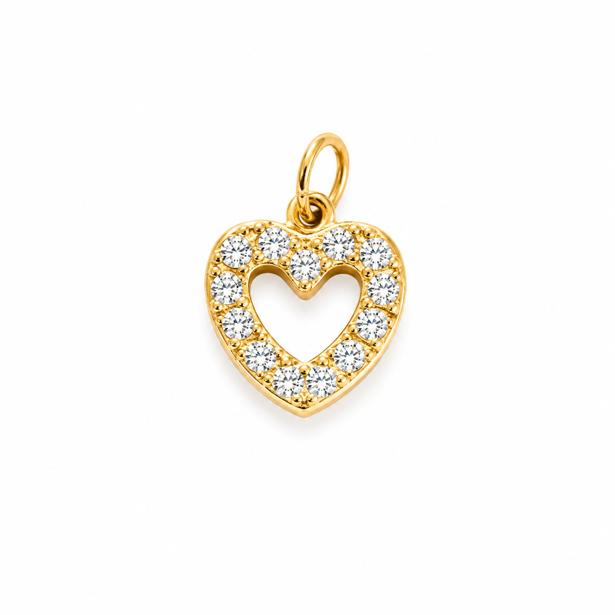 Mini Herz Anhänger mit Zirkonia in Micro Pavé, vergoldet