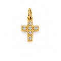 Mini Kreuz Anhänger mit Zirkonia in Micro Pavé, vergoldet