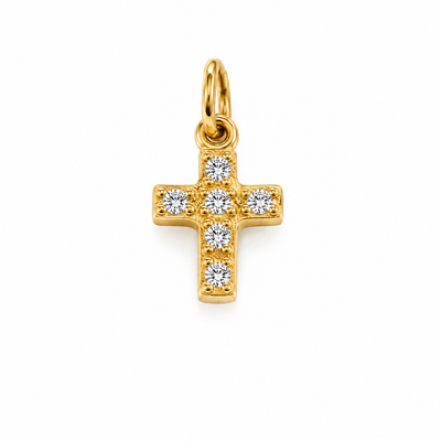 Mini Kreuz Anhänger Gold – Zarter Zirkonia Charm | Vergoldet