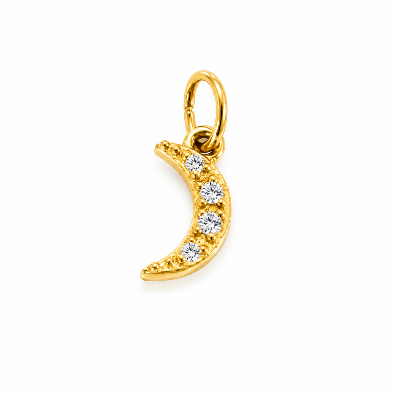 Mini Halbmond Anhänger mit Zirkonia in Micro Pavé, vergoldet