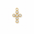 Mini Kreuz Anhänger rund mit Zirkonia, 18K vergoldet