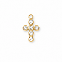 Mini Kreuz Anhänger Gold – Rundes Zirkonia Charm | 18K vergoldet