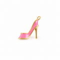 Pinker Stiletto Schuh Anhänger in 3D, 18K vergoldet