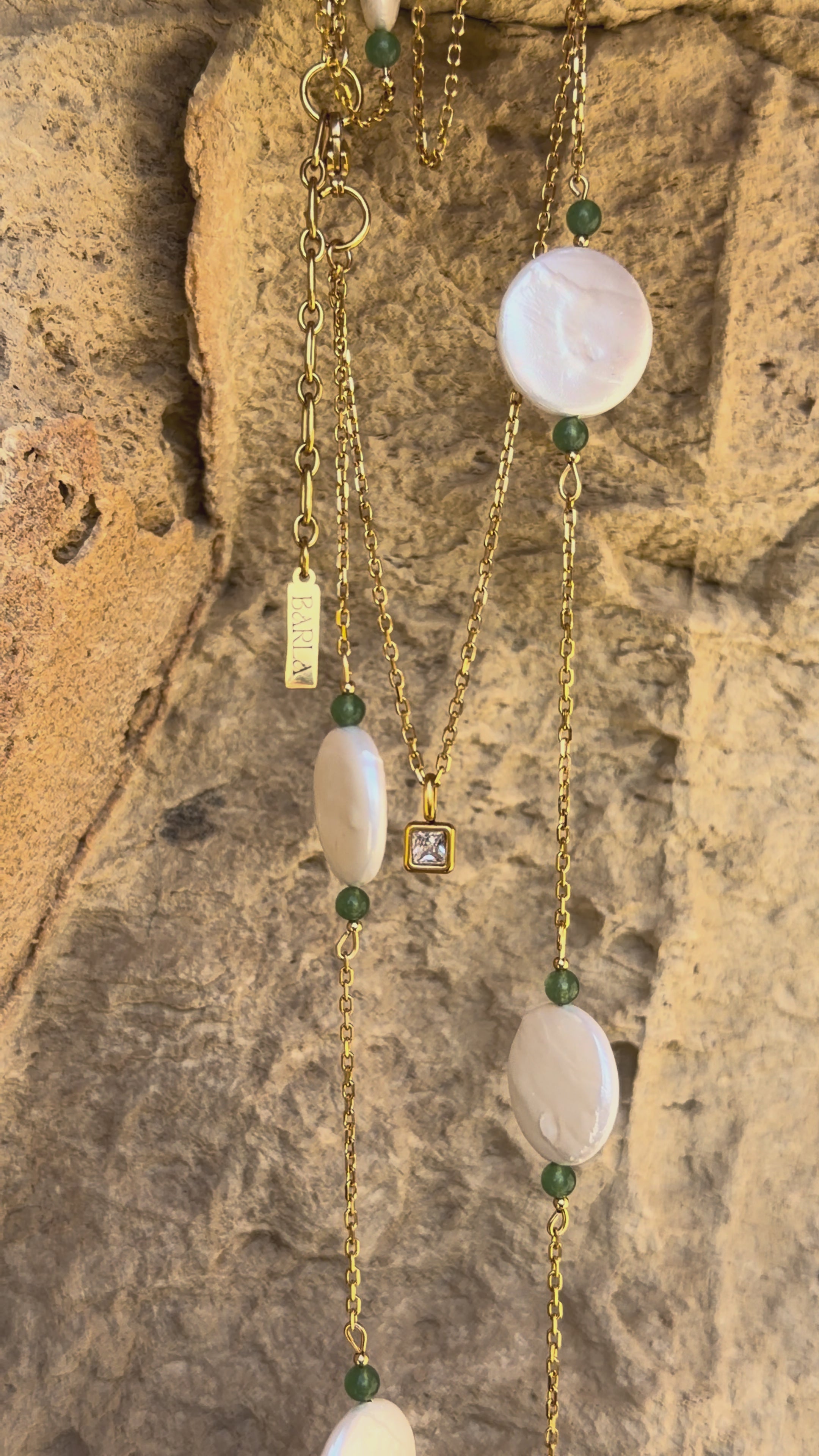 Calor Esencial | Layering Kette mit Monatsstein & Muschelperlen