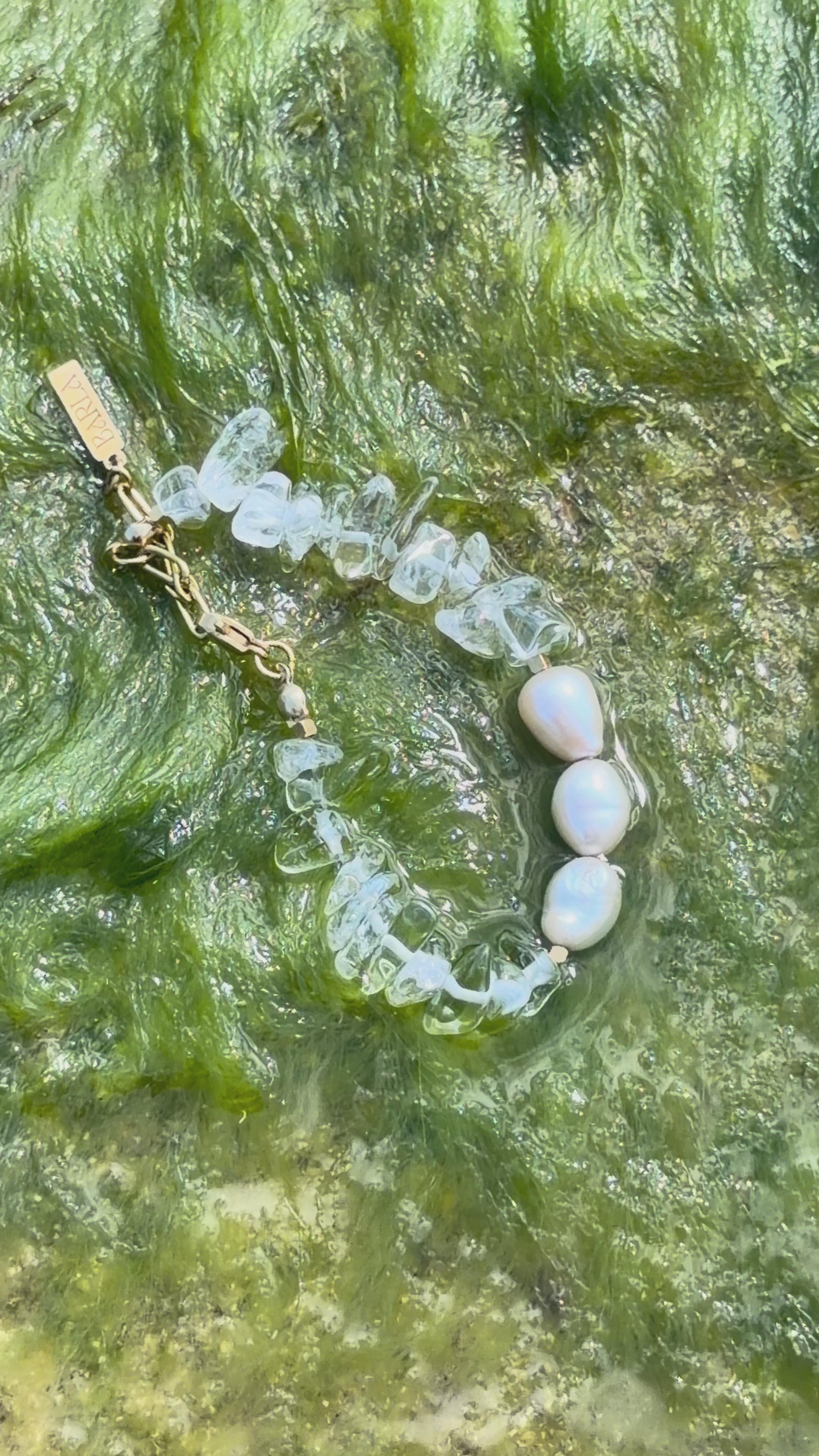 Luz Suave Armband | Bergkristall & Süßwasserperlen