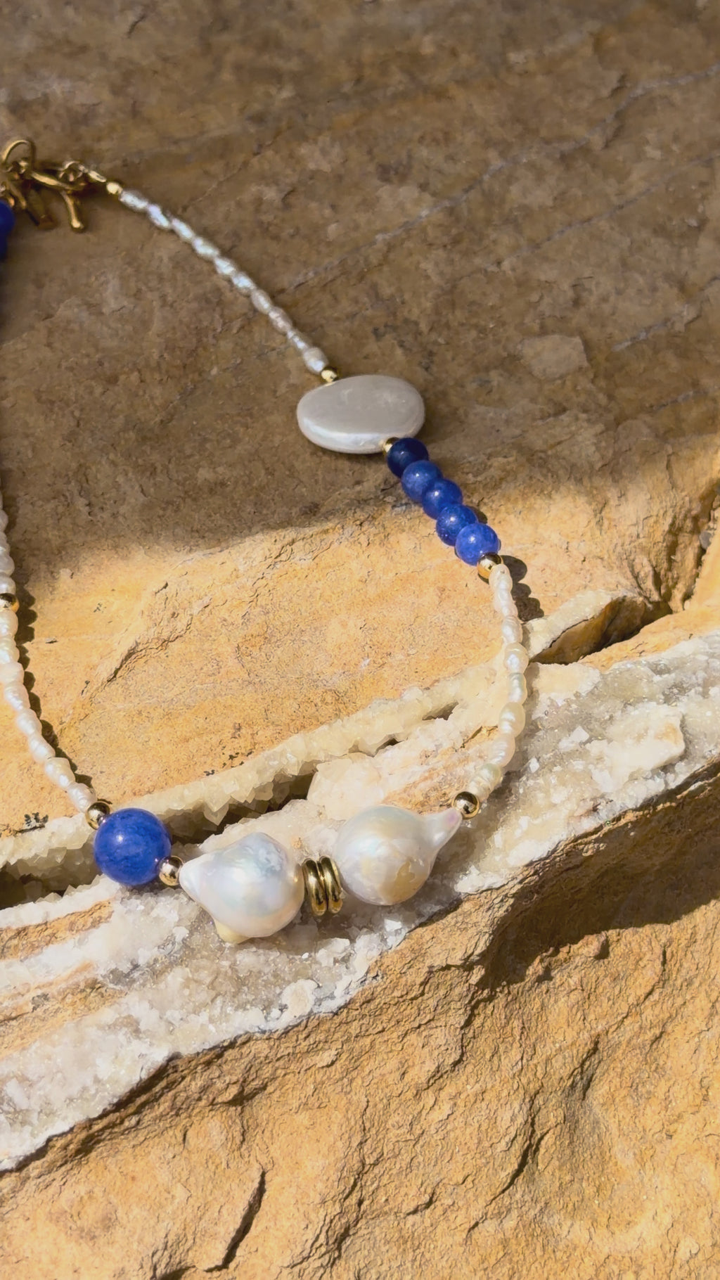 Sombra del Mar Kette | Flameball Perlen & blauer Naturstein