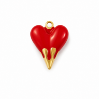 Roter großer Herz Anhänger Gold – Beidseitiger Herz Charm | 18K Echtgold plattiert