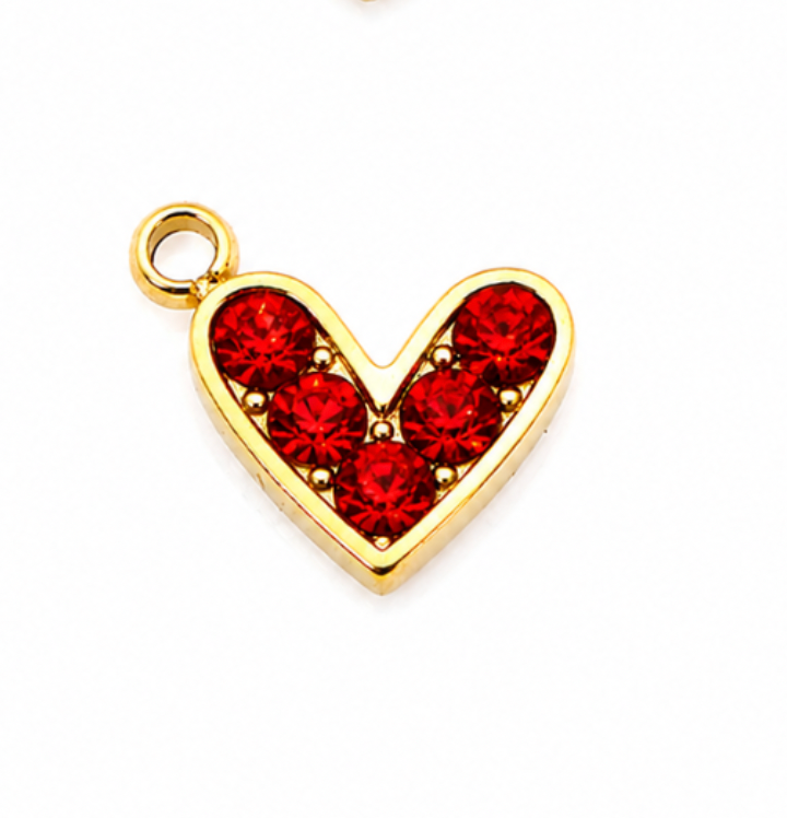 Mini Herz-Charm mit Zirkonia in Rot