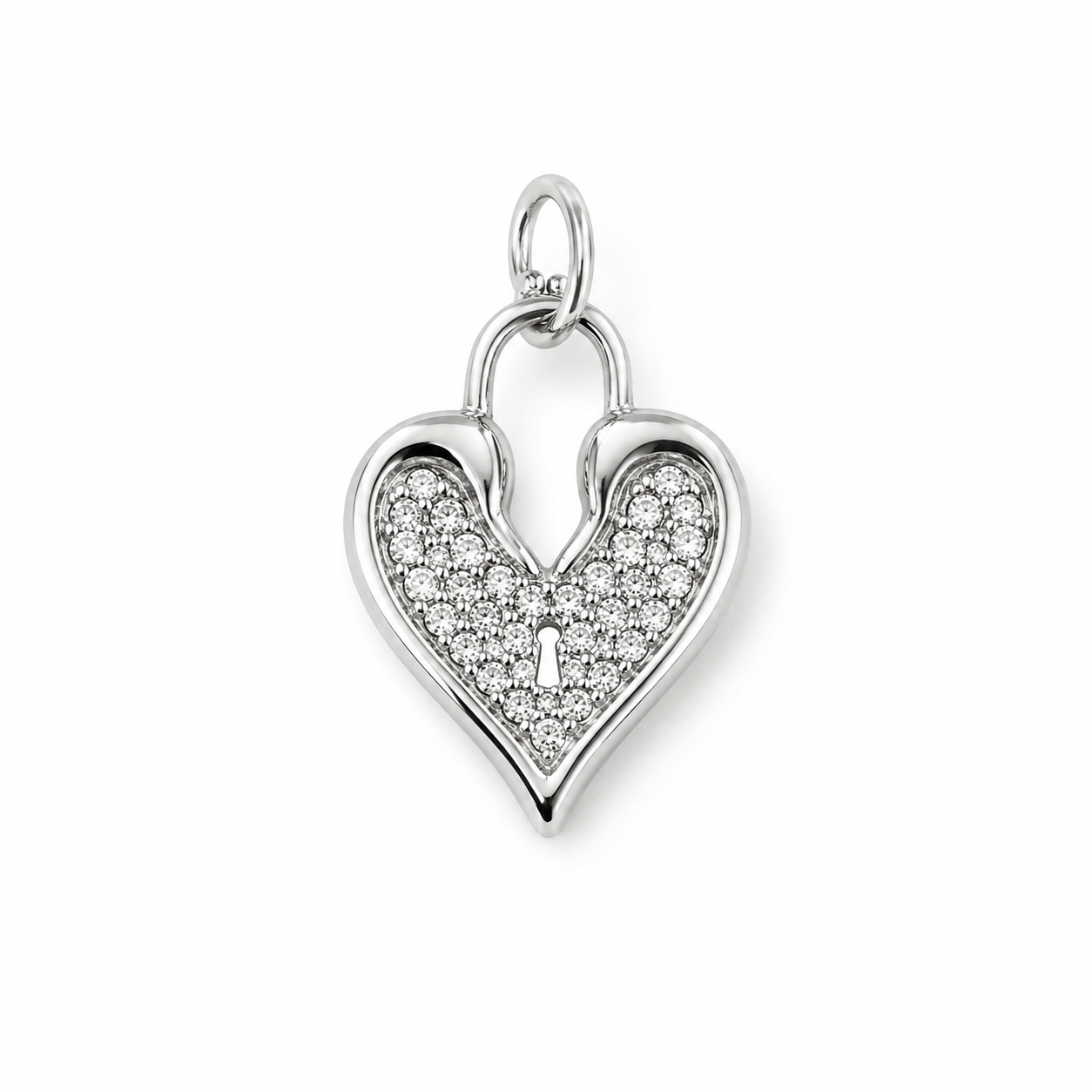 Vorhängeschloss Anhänger mit Zirkonia aus Edelstahl in Silber