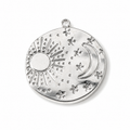 Sonne und Mond Medaillon Anhänger aus Edelstahl in Silber